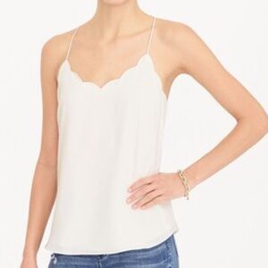 J CREW SLEEVELESS WHITE BLOUSE SCALLOPED SIZE 4 GOOD CONDITION